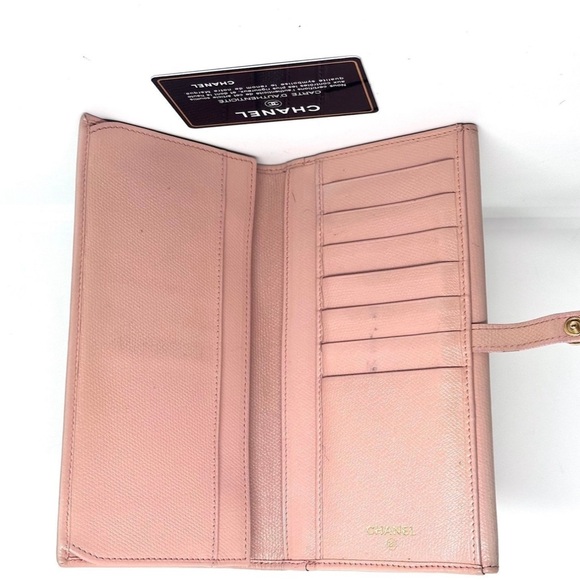 🩷 Chanel Wallet Pink Coco Button Snap Long Bifold w/ Authenticity Card and Box - Picture 3 of 10